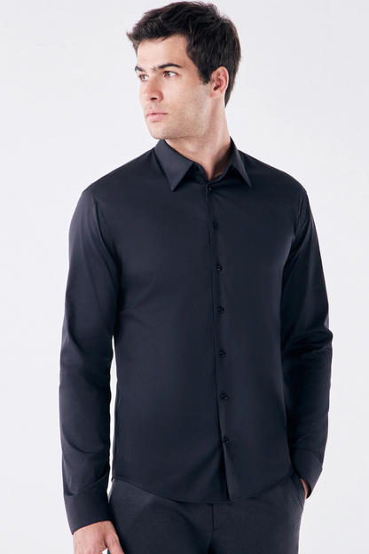 New men's plus size solid color dress shirt