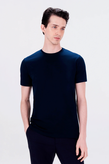 100% pure cotton summer high-end brand men's short sleeve round neck fashionable style half sleeved top breathable T-shirt