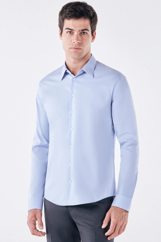 New men's plus size solid color dress shirt