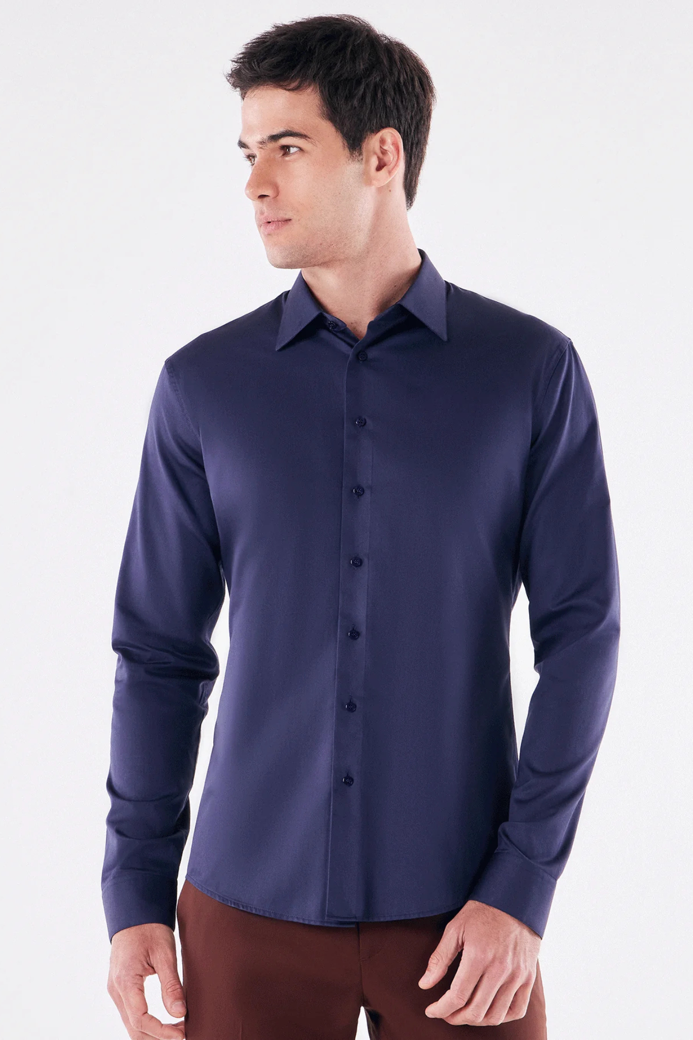 New men's plus size solid color dress shirt