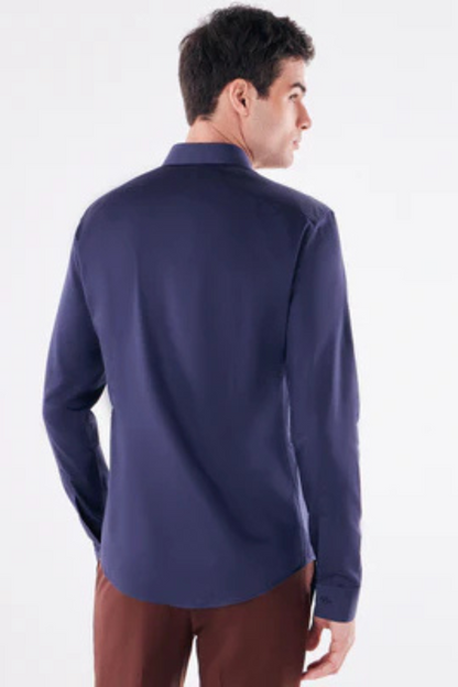 New men's plus size solid color dress shirt