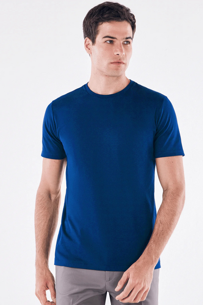 100% pure cotton summer high-end brand men's short sleeve round neck fashionable style half sleeved top breathable T-shirt