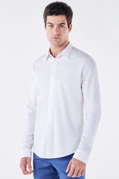 New men's plus size solid color dress shirt