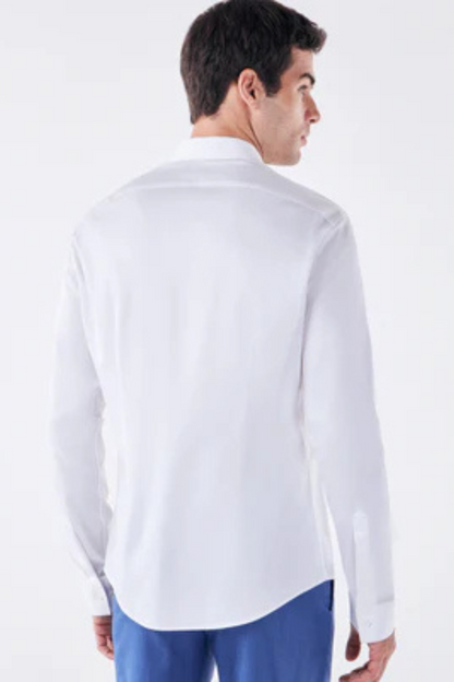 New men's plus size solid color dress shirt