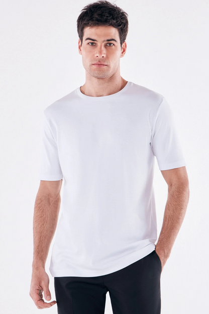 100% pure cotton summer high-end brand men's short sleeve round neck fashionable style half sleeved top breathable T-shirt